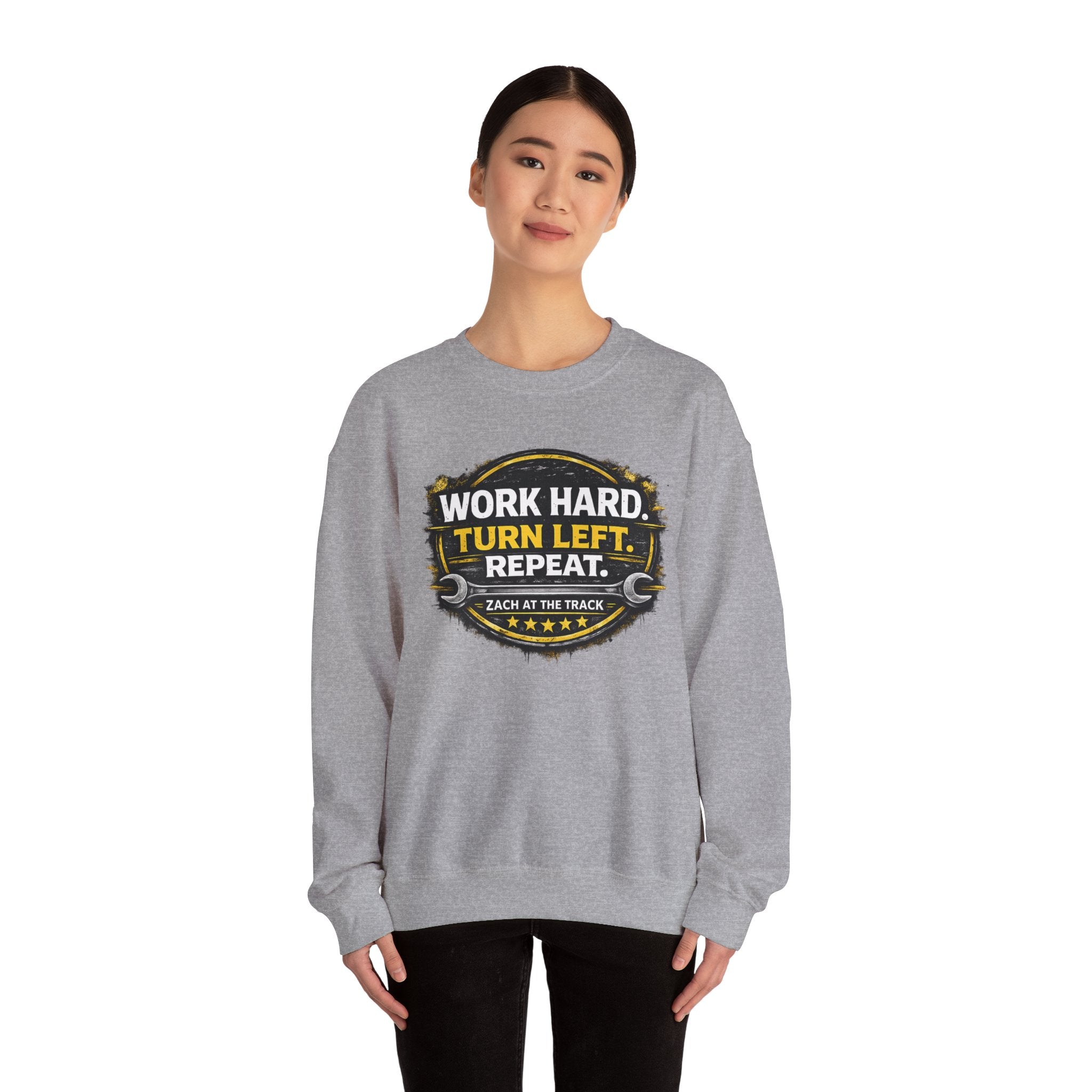Work Hard Turn Left Repeat Unisex Crewneck