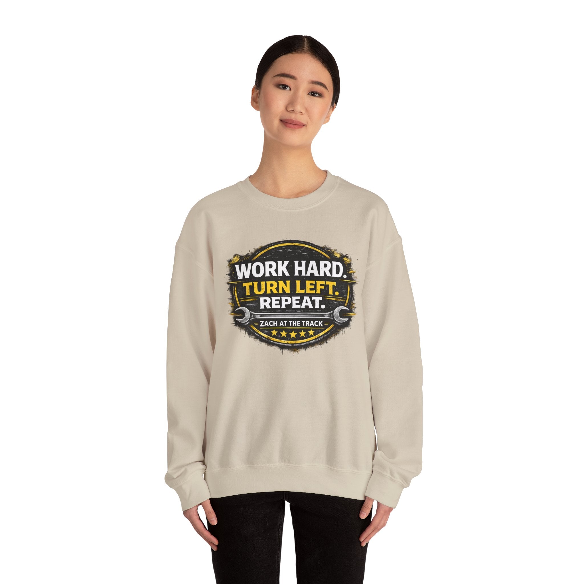 Work Hard Turn Left Repeat Unisex Crewneck